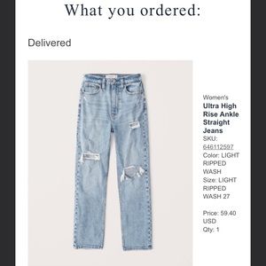 Abercrombie ultra high rise ankle straight jeans